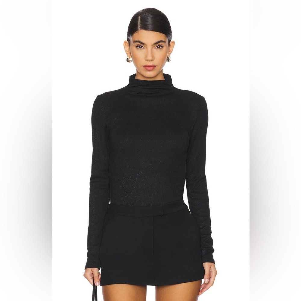 Frame Denim Black Ribbed Turtleneck Top‎